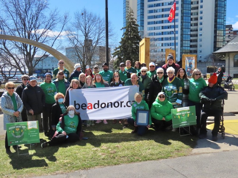 Kingston BeADonor Flag Picture and #GreenShirtDay Event